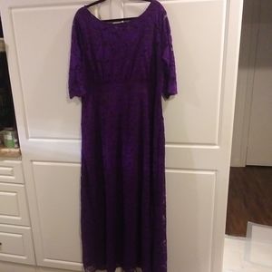Purple floral lace dress